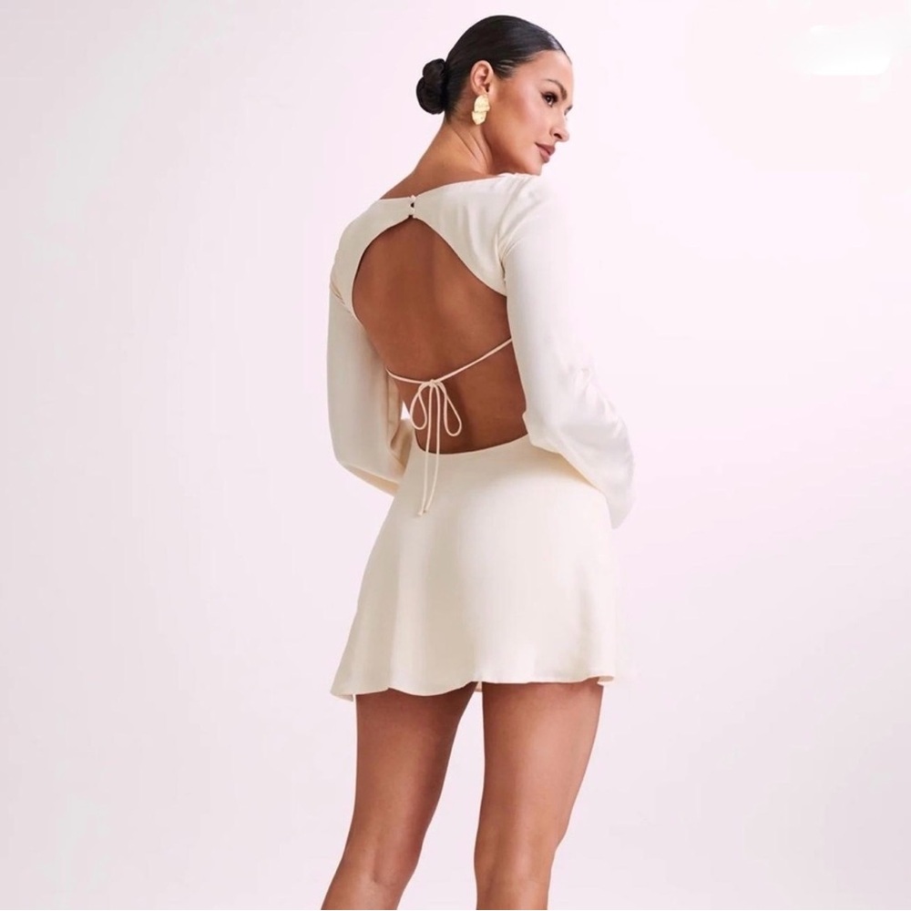 Meshki Ariana Satin Mini Dress Ivory - size xS
